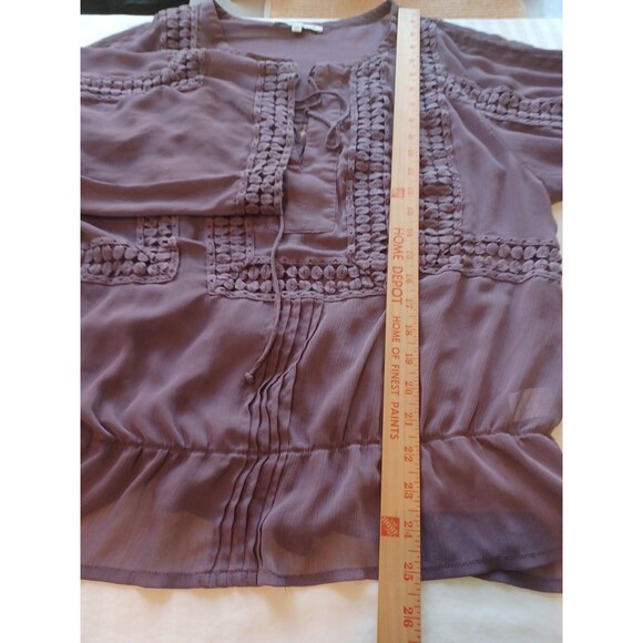 Daniel Rainn amethyst boho blouse L crochet semi-sheer peasant pullover top - Picture 7 of 9